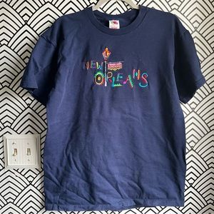 New Orleans Vintage t-shirt embroidered fruit a loom heavy tee navy blue